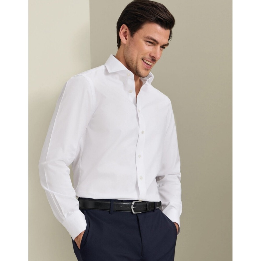 Charles Tyrwhitt Mens Non-Iron Twill Dress Shirt White 17 / 35 NWT